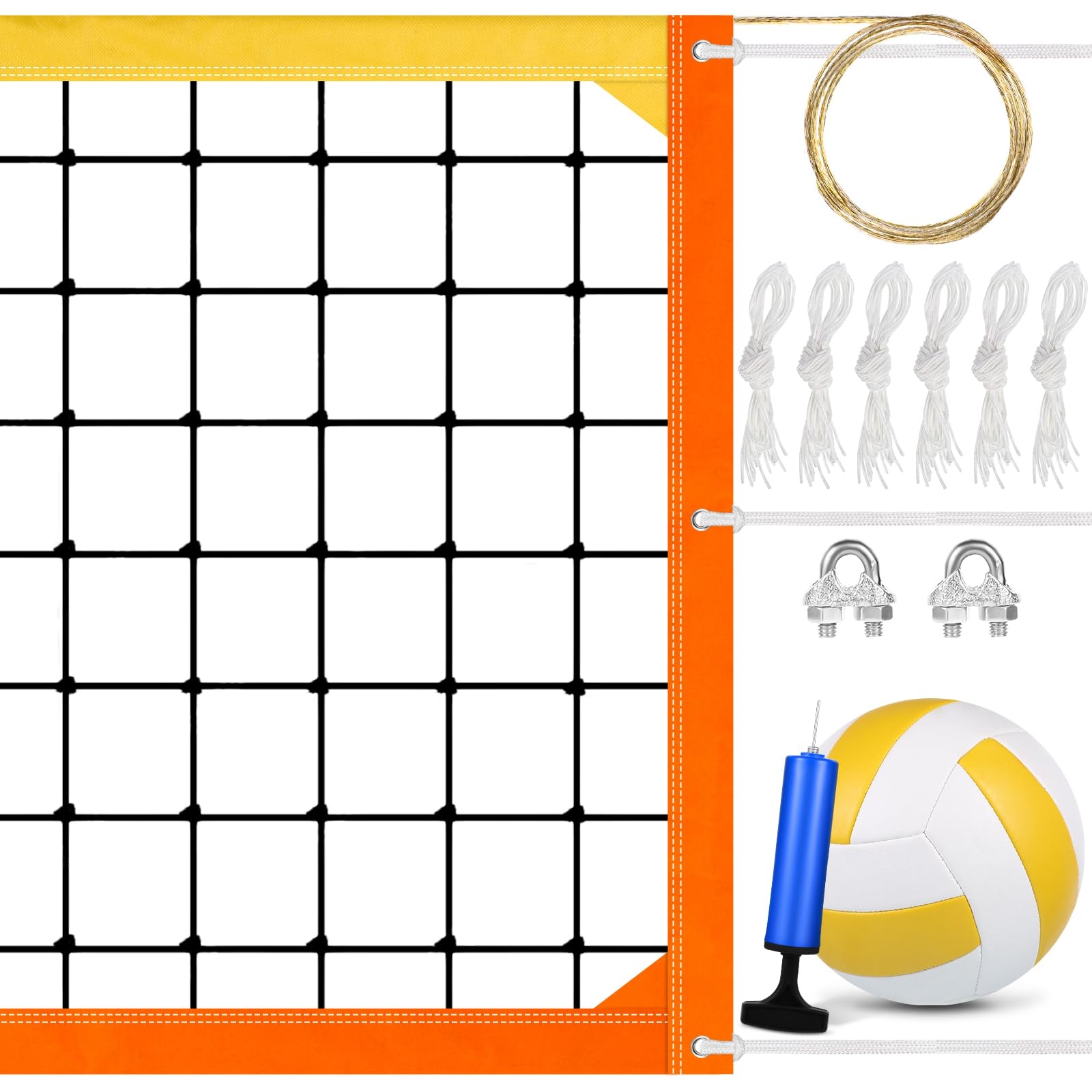 Professional 32x3 FT Heavy Duty Outdoor Volleyball Net with Steel Cable