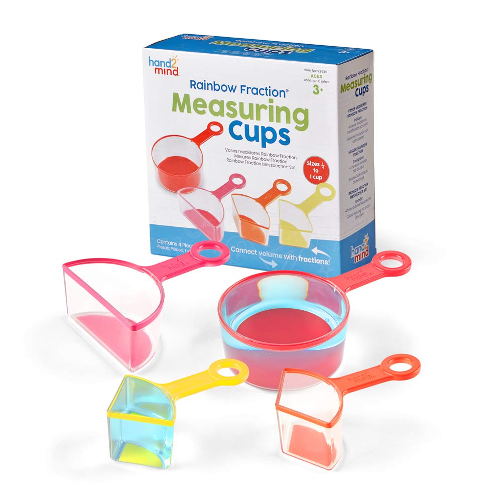 Rainbow Fraction Measuring Cups - 4-Piece 3D Visual Math Set (Ages 3-9)