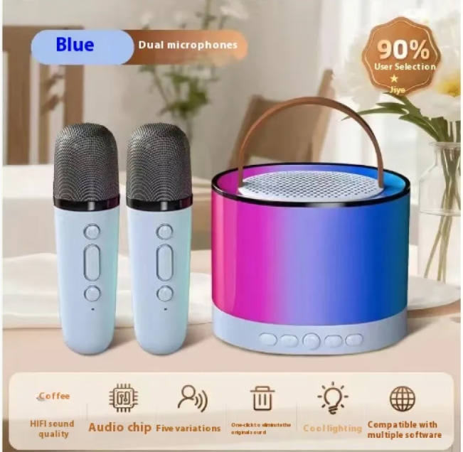 Professional Wireless Bluetooth Audio Speaker & Dual-Microphone Karaoke Suite