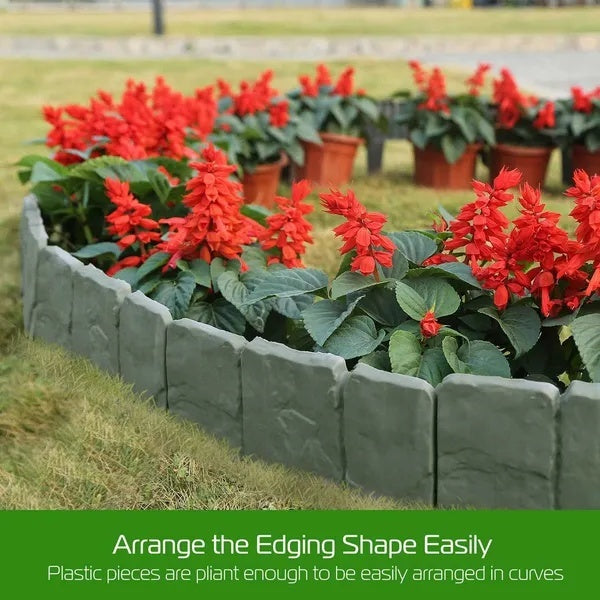 Professional 20-Piece Pebble Effect Plastic Garden Lawn Edge Suite