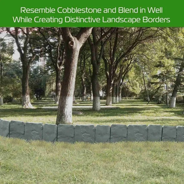 Professional 20-Piece Pebble Effect Plastic Garden Lawn Edge Suite